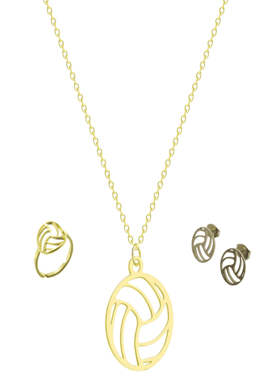 Volleyball Necklace, Earring, Ring & Jewelry Case Gift Set - VidaVibe